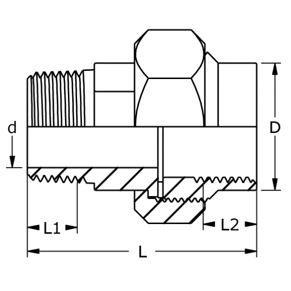 LR-131 I/U Koppling Invändig/Utvändig Plan tätning PTFE - Bild 2
