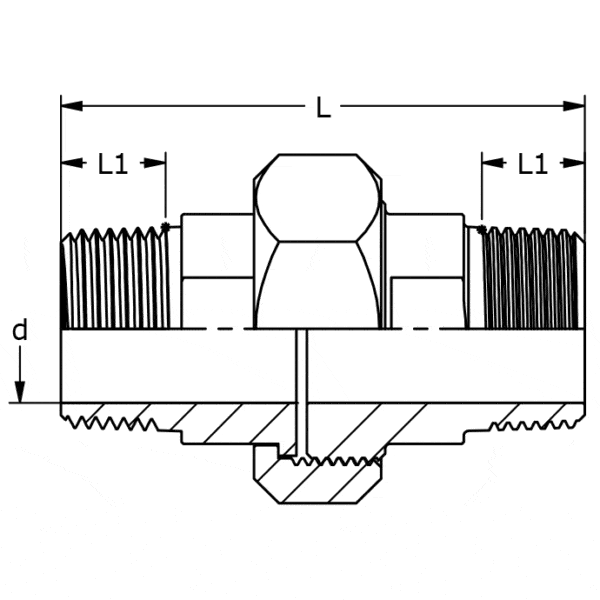 LR-131 U/U Koppling Utvändig/Utvändig Plan tätning PTFE - Bild 2