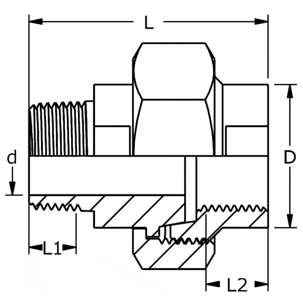 R-131 I/U Unions Inside/outside threads Conical sealing - Image 2